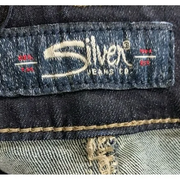 Silver Jeans Womens 36x30 Suki Slim Boot Mid Rise Stretch Dark Wash - Picture 3 of 13